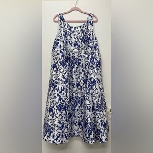 Elegant Blue and White Patterned Dress